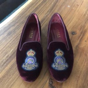 Ralph Lauren Maroon Velvet Flats